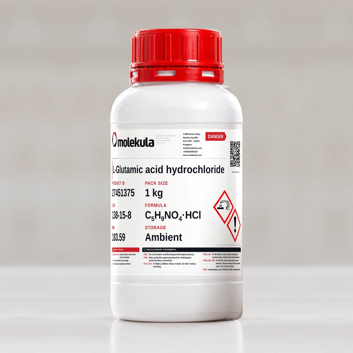 L-Glutamic acid hydrochloride, 1 kg pack