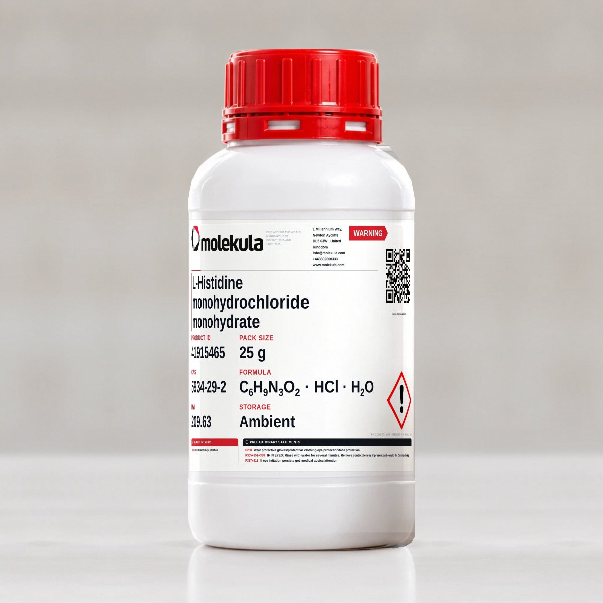 L-Istidina monoidrocloruro monoidrato, confezione da 25 g