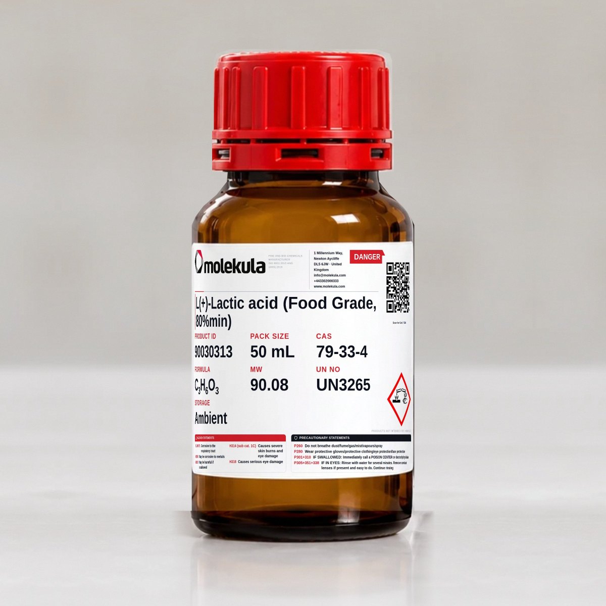 L(+)-Lactic acid (Food Grade, 80%min), 50 mL pack