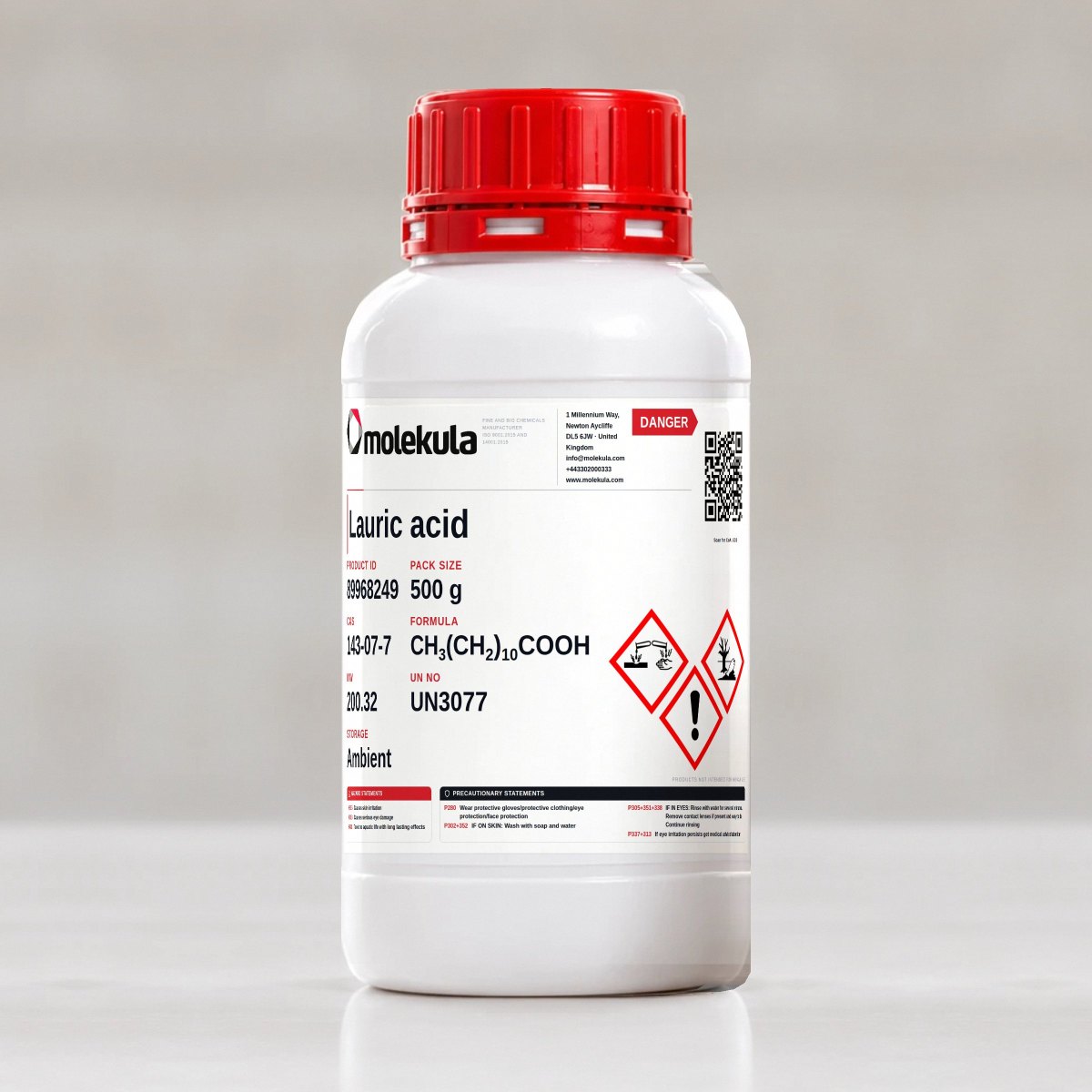 Lauric acid, 500 g pack