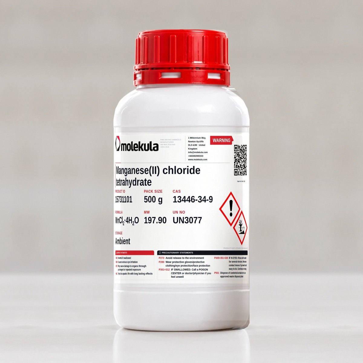Manganese(II) chloride tetrahydrate, 500 g pack