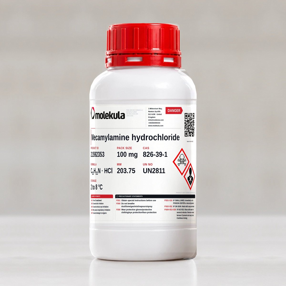 Mecamylamine hydrochloride, 100 mg pack
