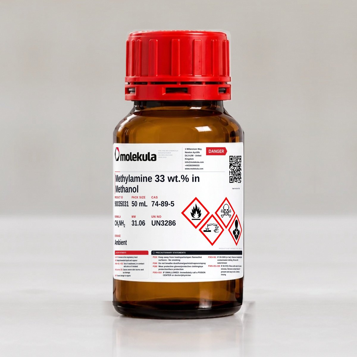 Methylamine 33 wt.% in Methanol, 50 mL pack