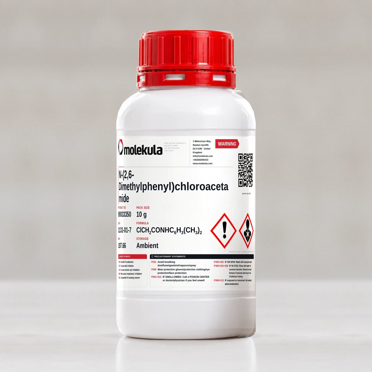 N-(2,6-Dimethylphenyl)chloroacetamide, 10 g pack