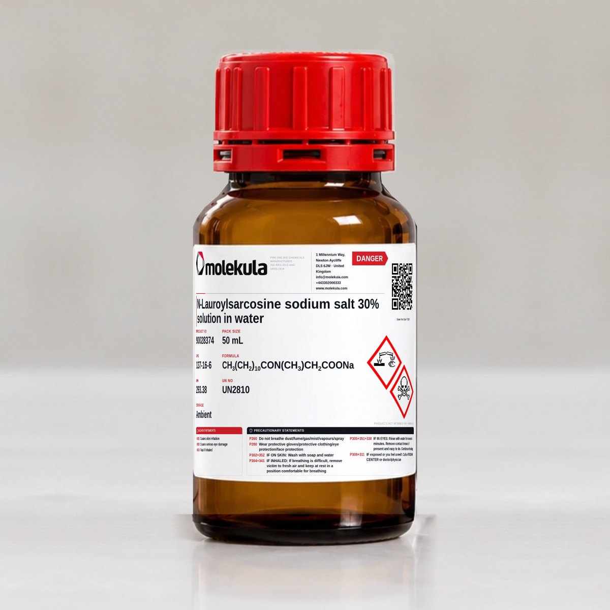 N-Lauroylsarcosine sodium salt 30% solution in water, 50 mL pack