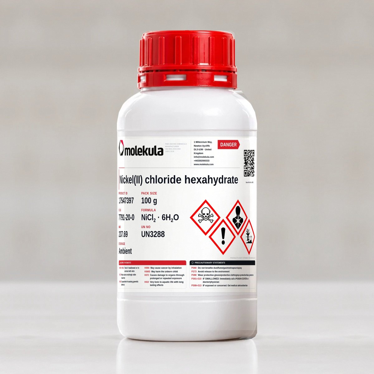 Nickel(II) chloride hexahydrate, 100 g pack
