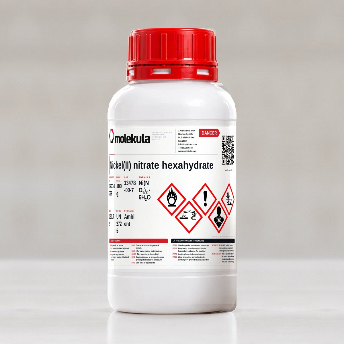 Nickel(II) nitrate hexahydrate, 100 g pack