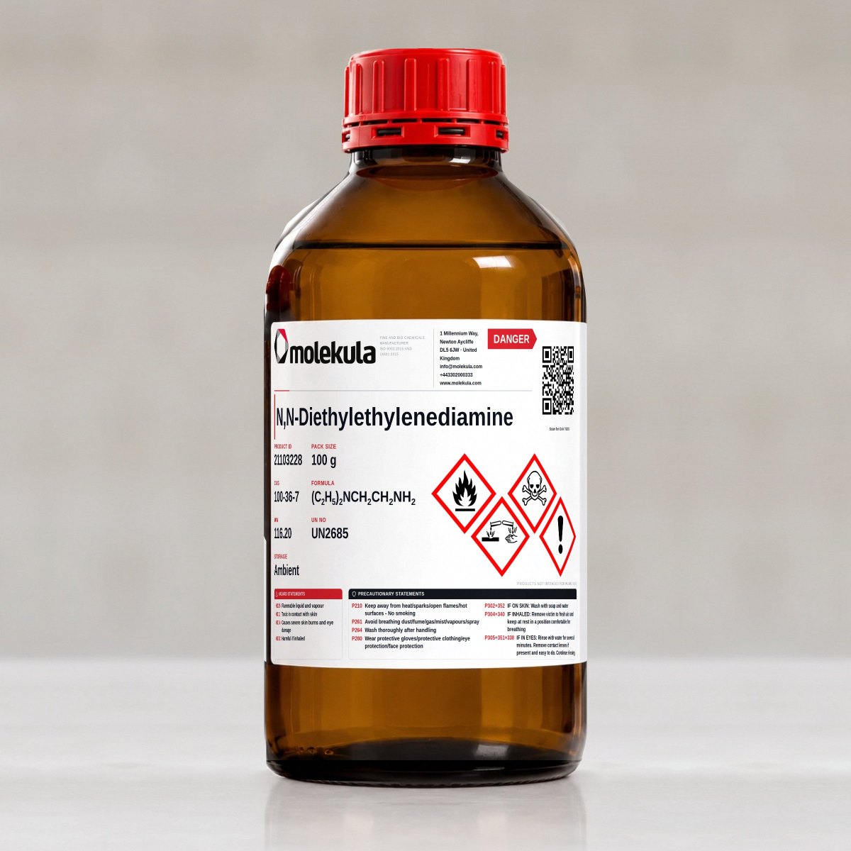 N,N-Diethylethylenediamine, 100 g pack