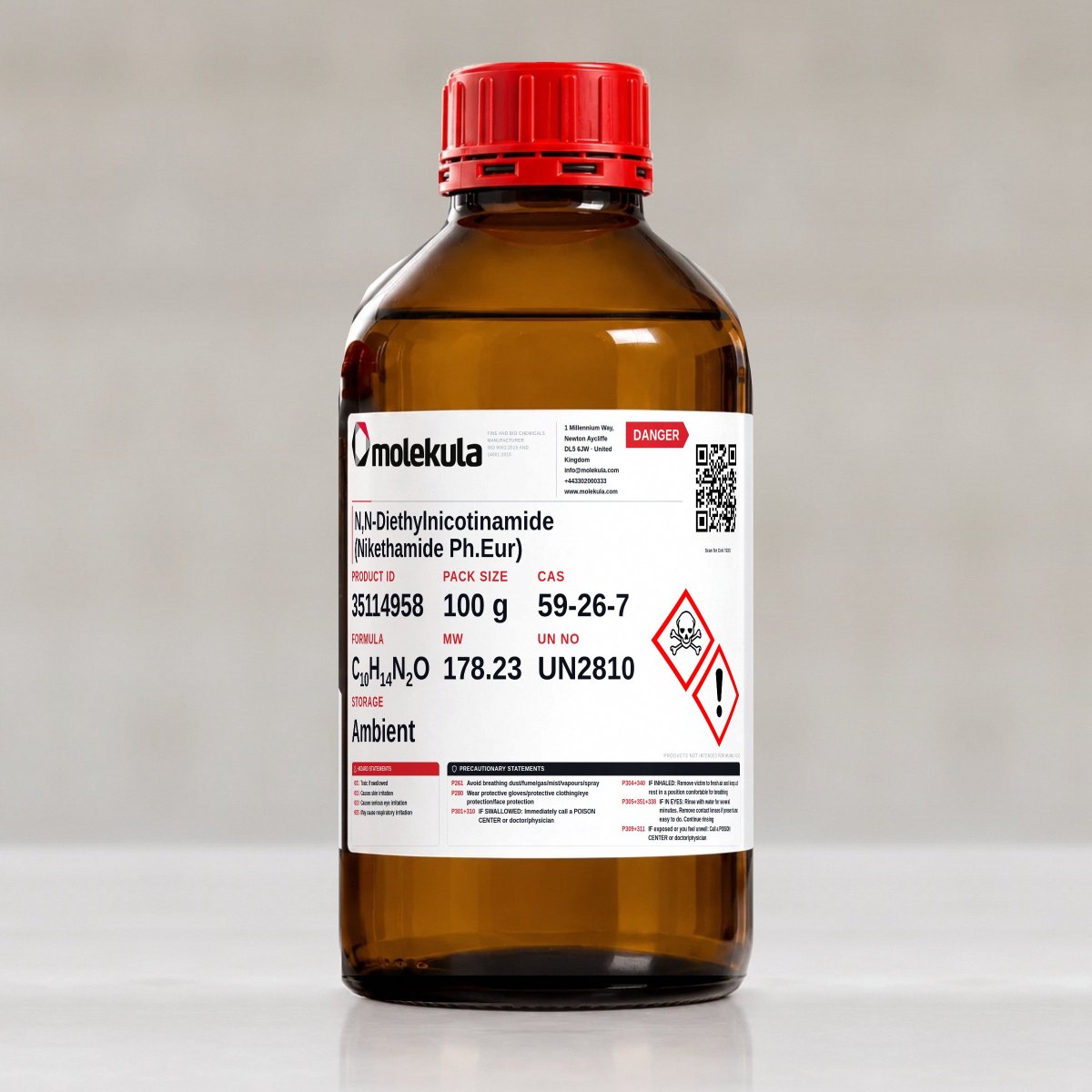 N,N-Diethylnicotinamide (Nikethamide Ph.Eur), 100 g pack
