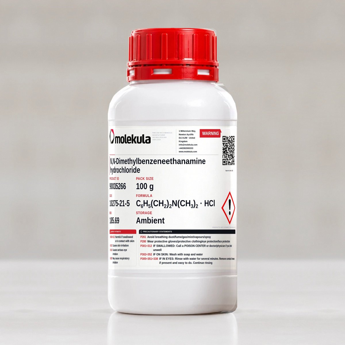 N,N-Dimethylbenzeneethanamine hydrochloride, 100 g pack