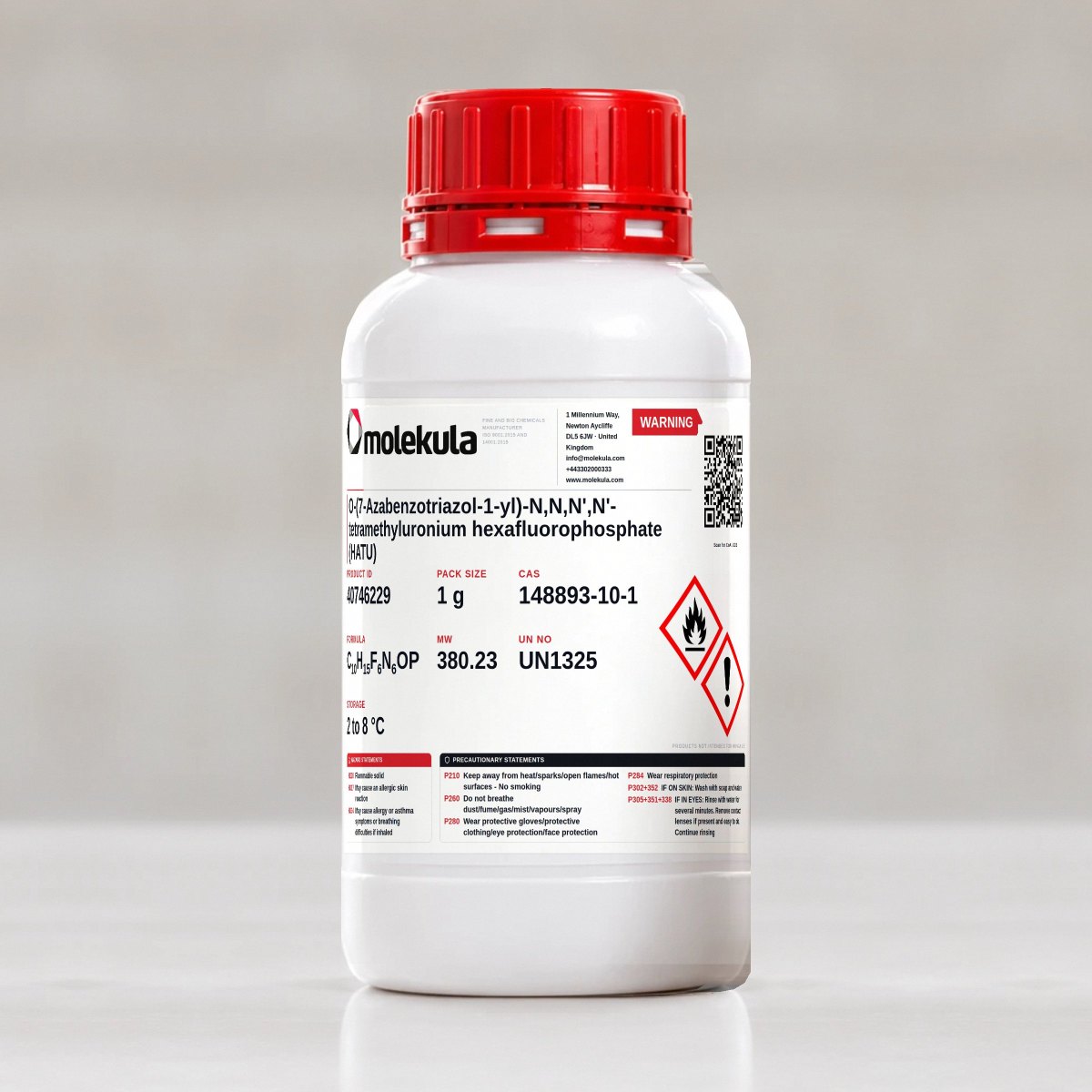 O-(7-Azabenzotriazol-1-yl)-N,N,N',N'- tetramethyluronium hexafluorophosphate (HATU), 1 g pack