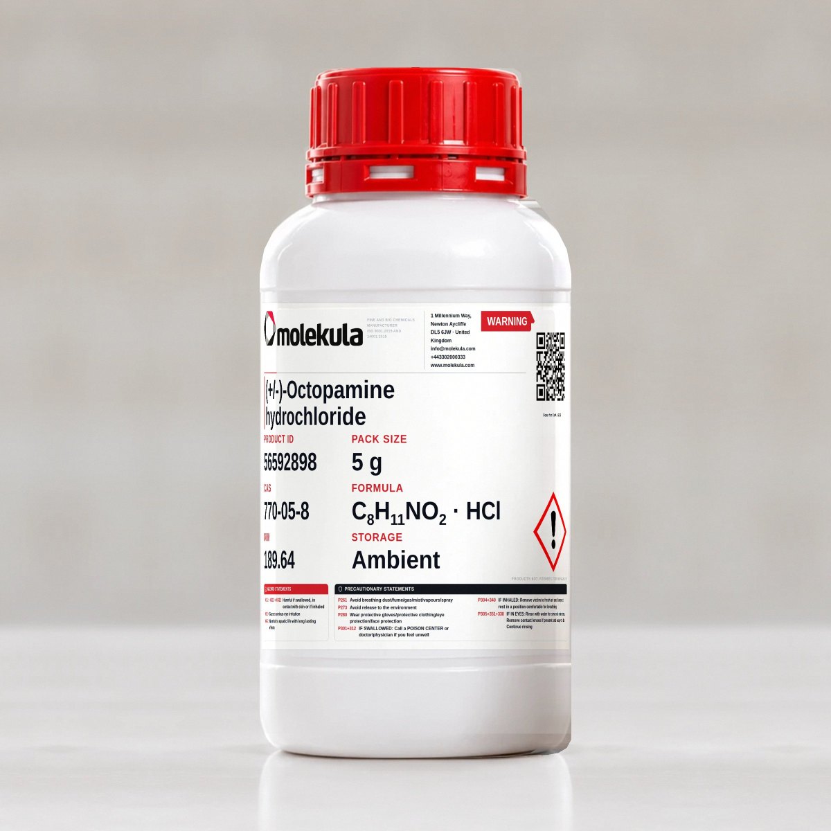 (+/-)-Octopamine hydrochloride, 5 g pack