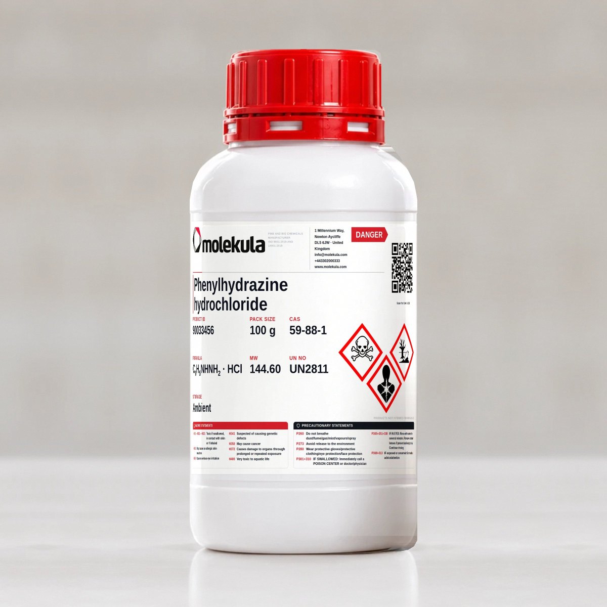 Phenylhydrazine hydrochloride, 100 g pack