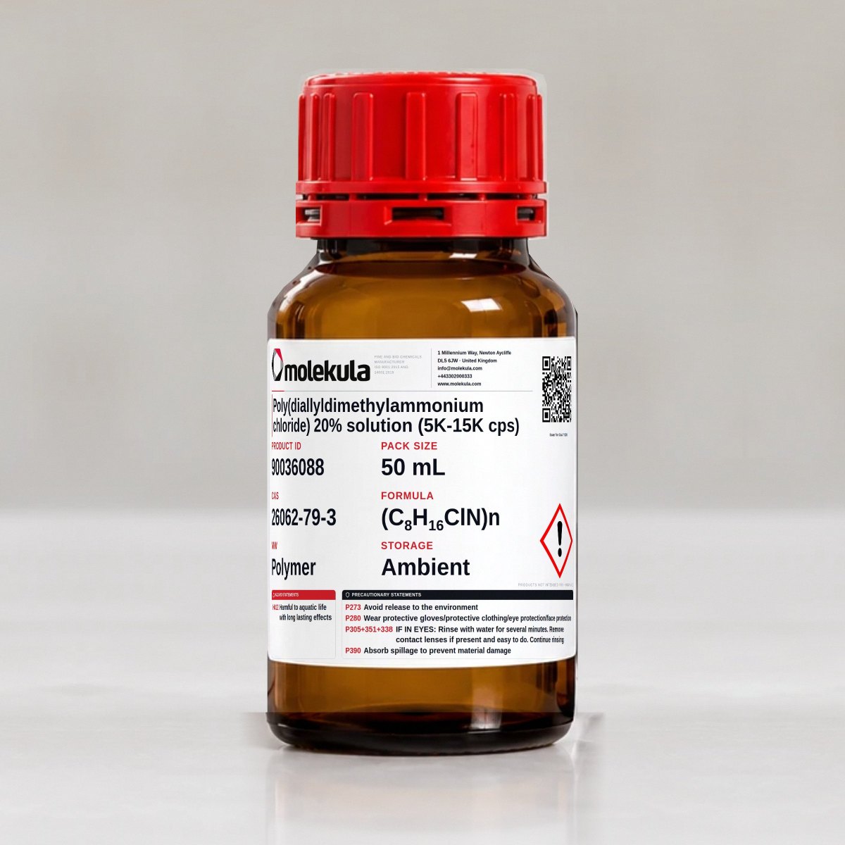 Poly(diallyldimethylammonium chloride) 20% solution (5K-15K cps), 50 mL pack