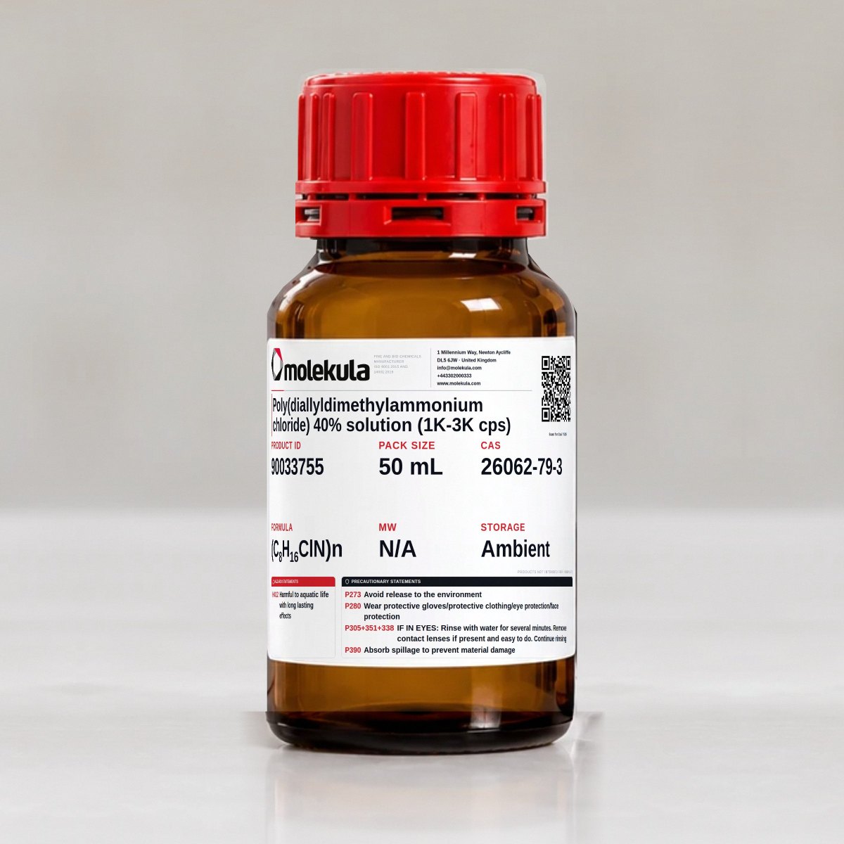 Poly(diallyldimethylammonium chloride) 40% solution (1K-3K cps), 50 mL pack