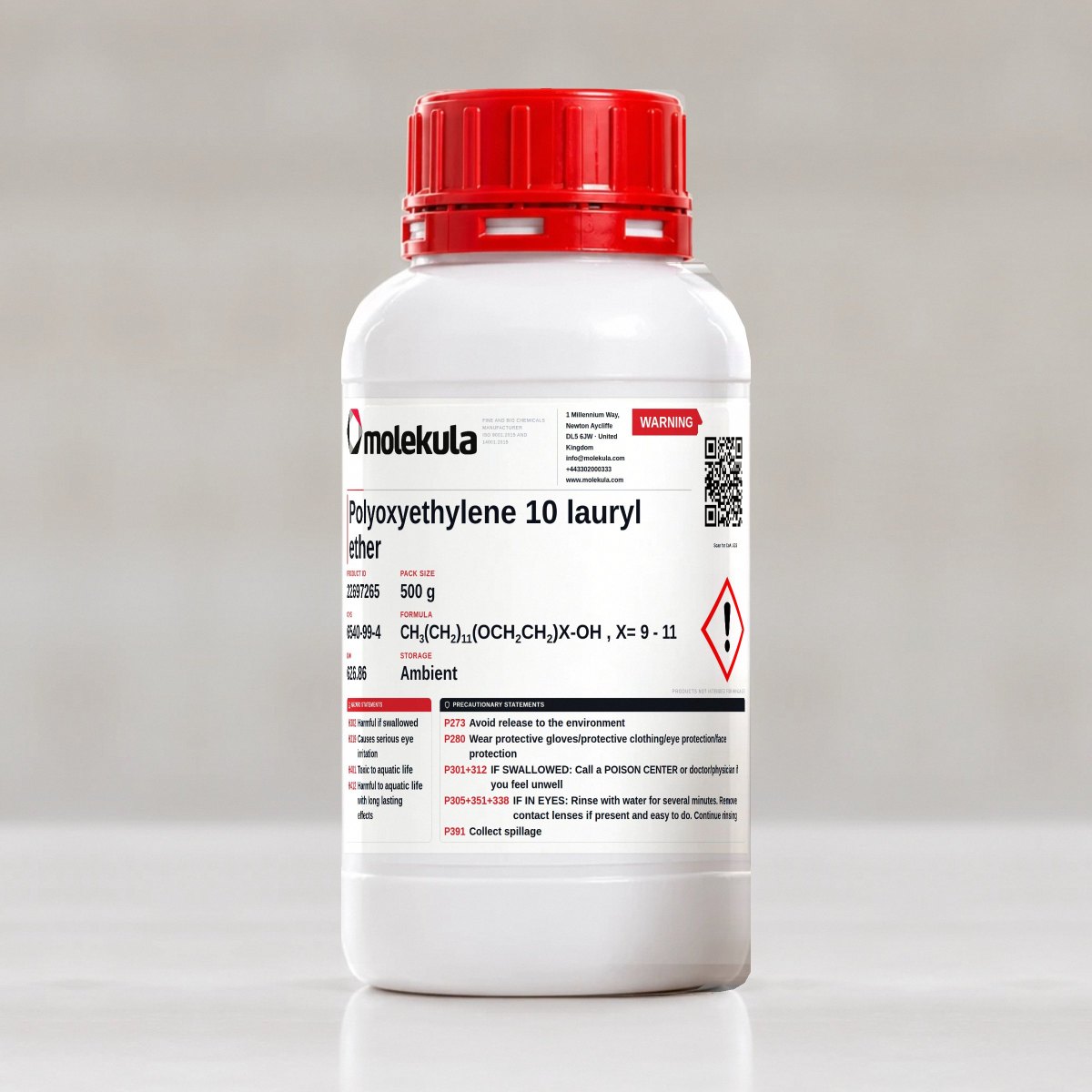 Polyoxyethylene 10 lauryl ether, 500 g pack
