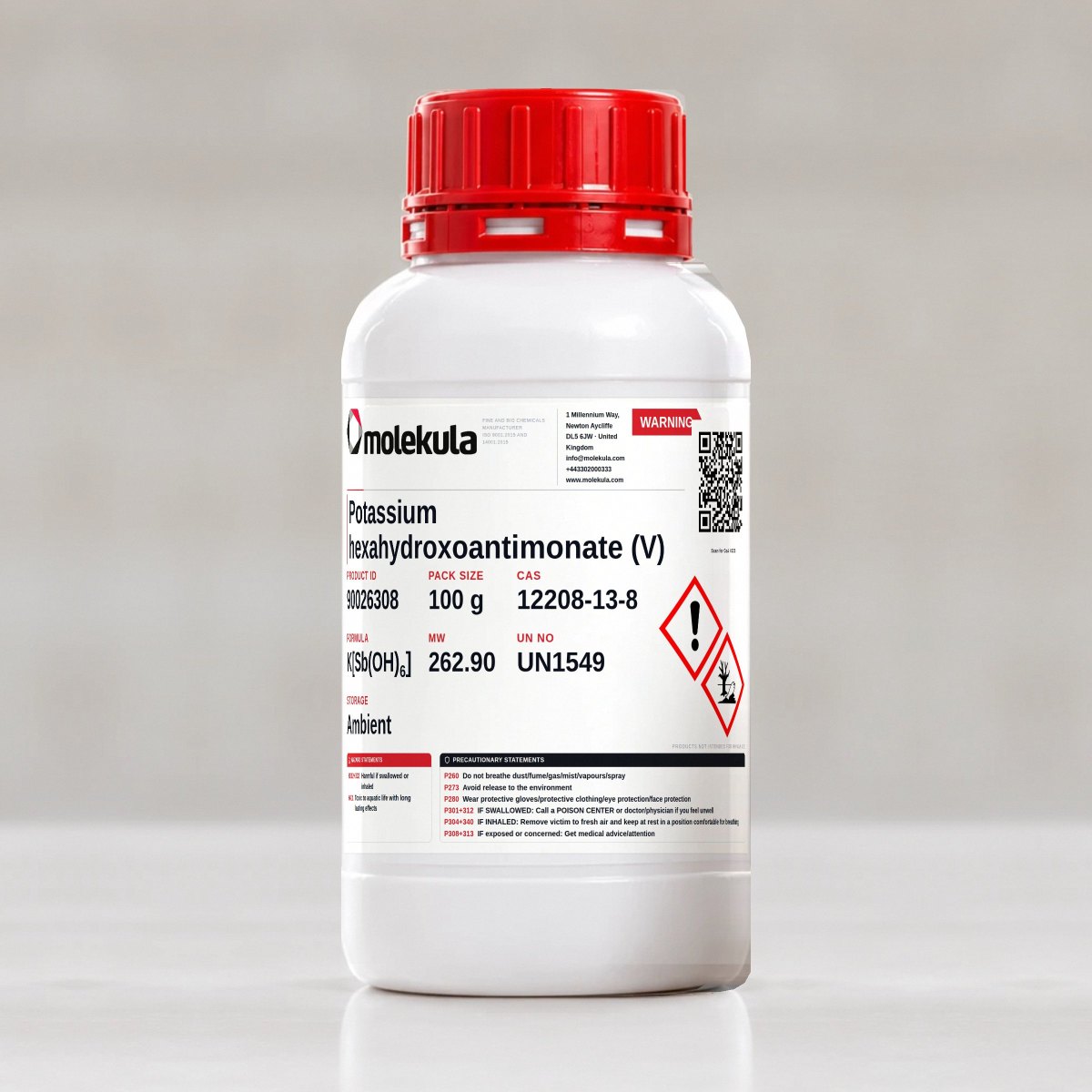 Potassium hexahydroxoantimonate (V), 100 g pack