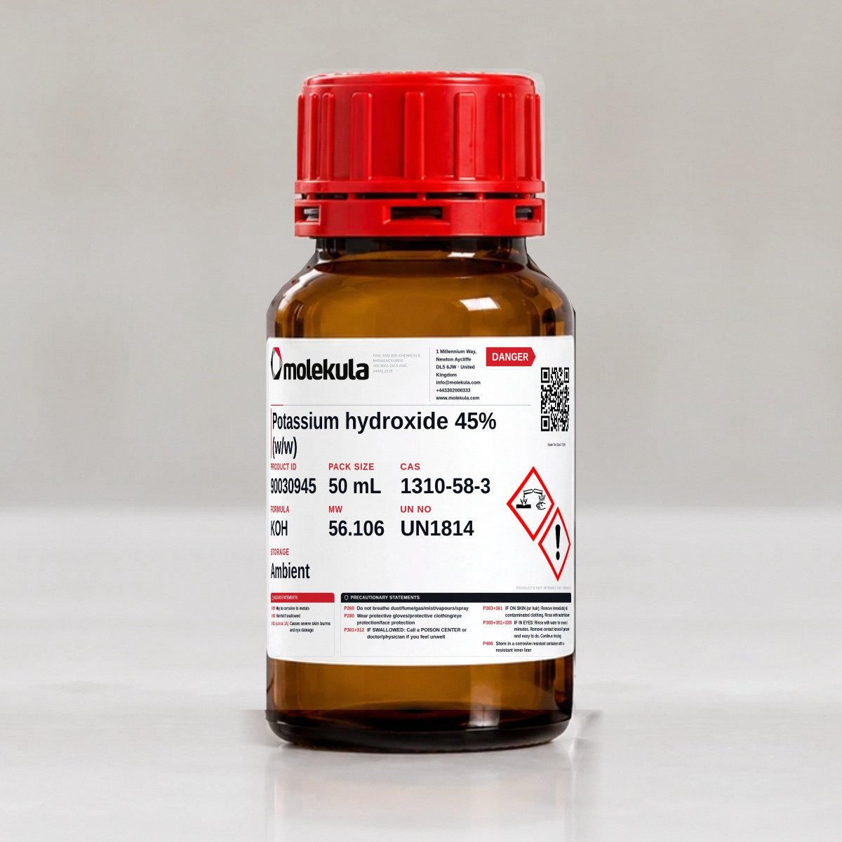 Potassium hydroxide 45% (w/w), 50 mL pack
