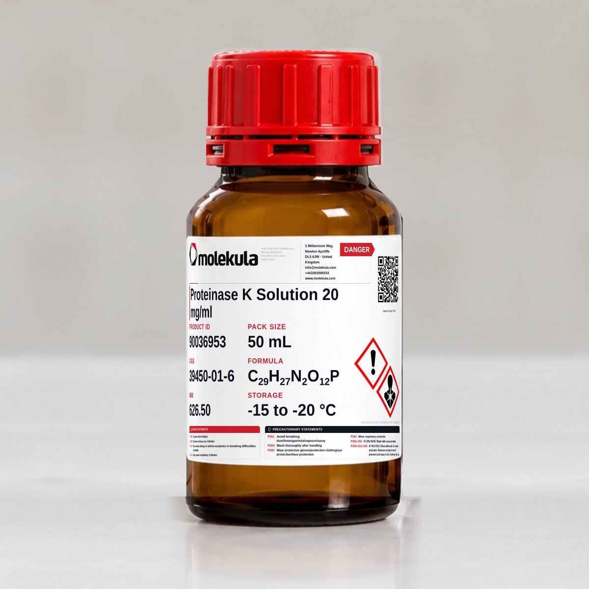 Proteinase K Solution 20 mg/ml, 50 mL pack