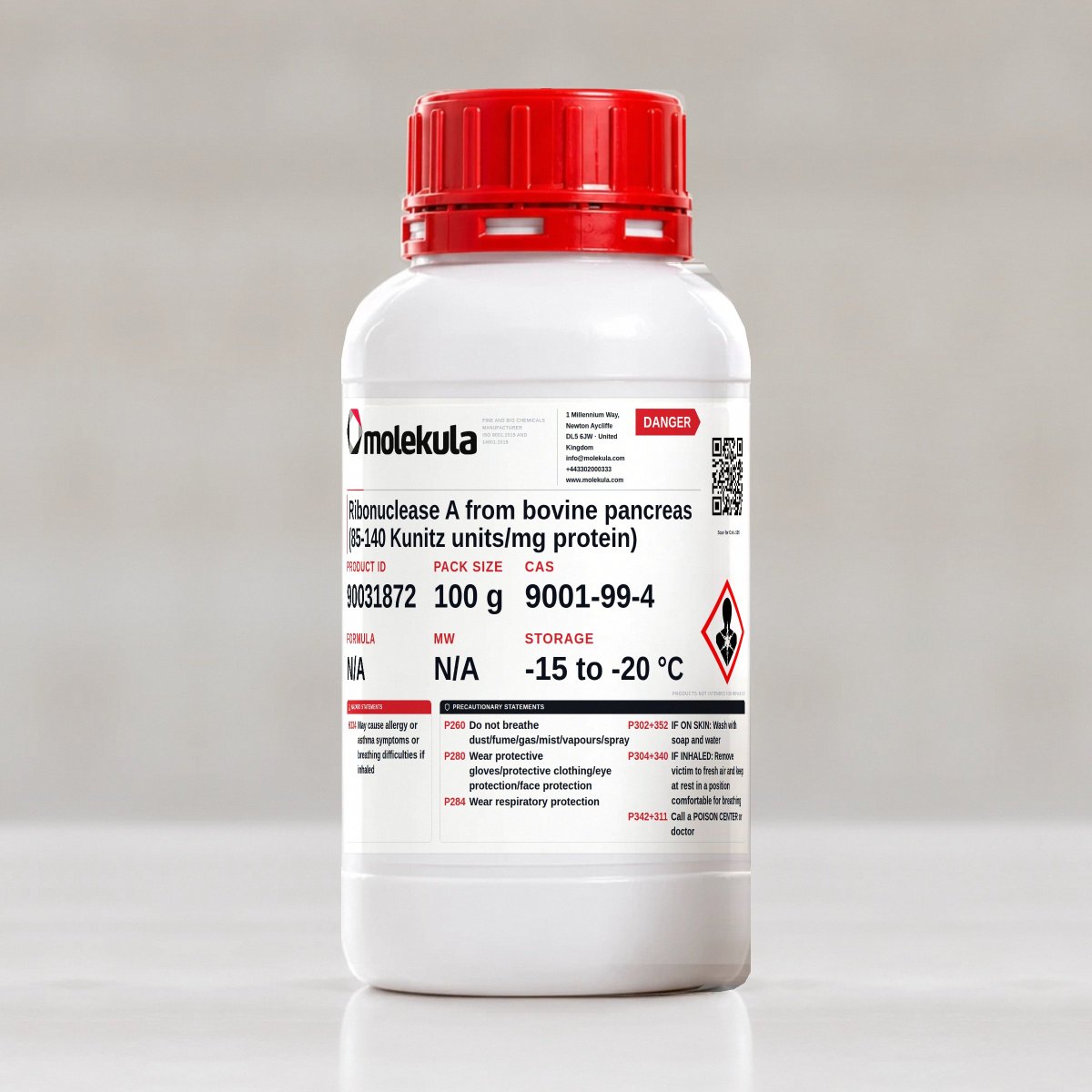 Ribonuclease A from bovine pancreas (85-140 Kunitz units/mg protein), 100 g pack