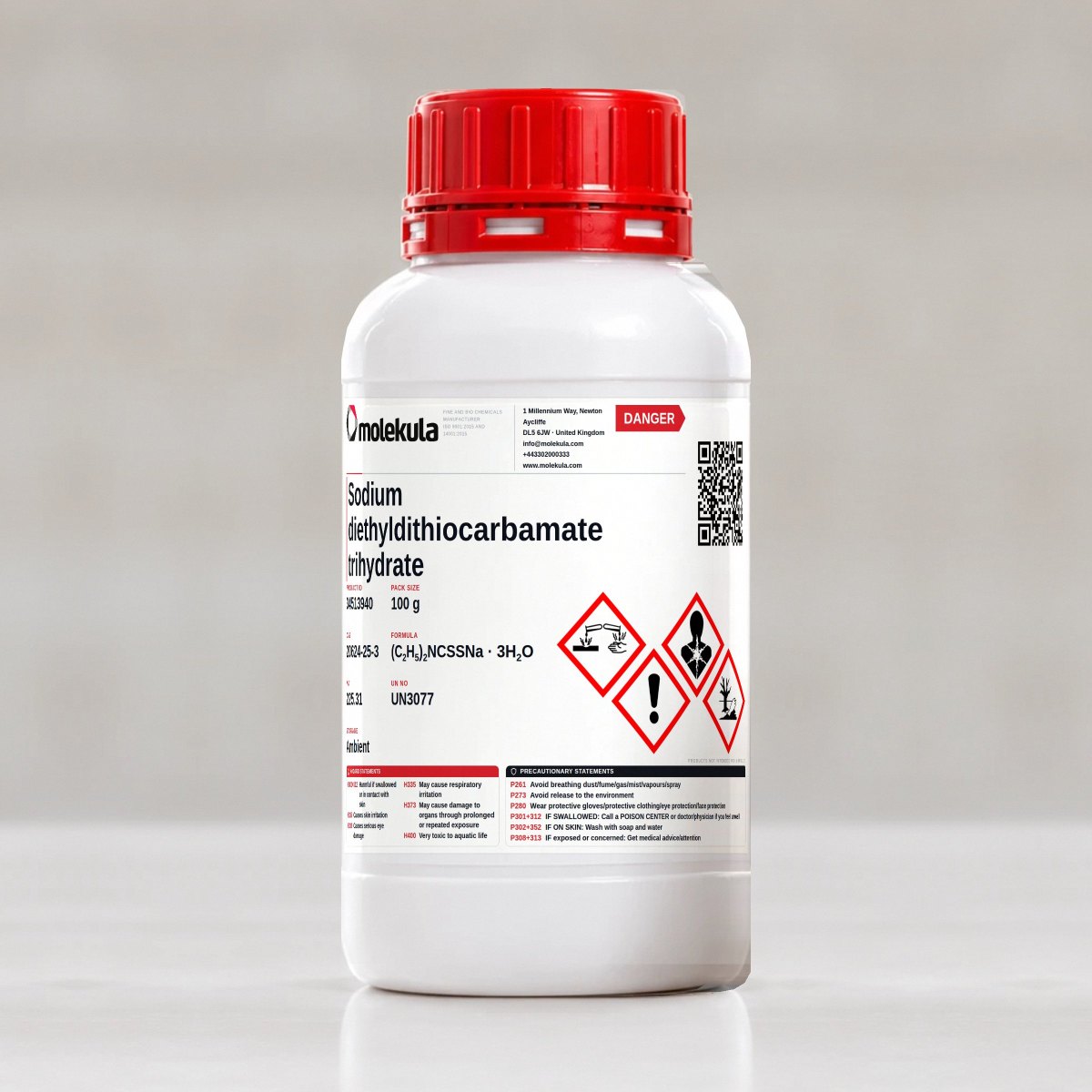 Sodium diethyldithiocarbamate trihydrate, 100 g pack