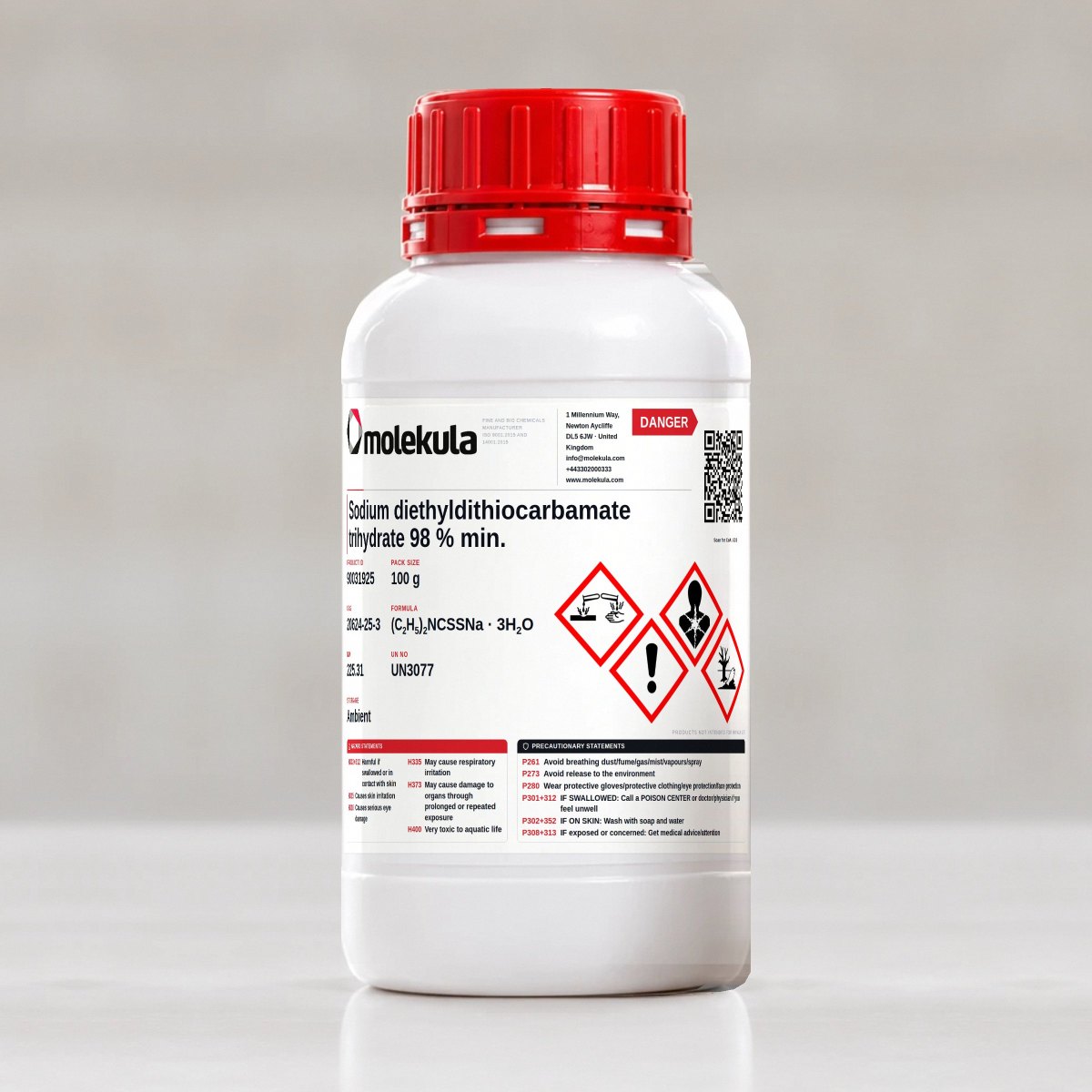 Natriumdiethyldithiocarbamat-Trihydrat ≥ 98,0 %, 100 g Gebinde
