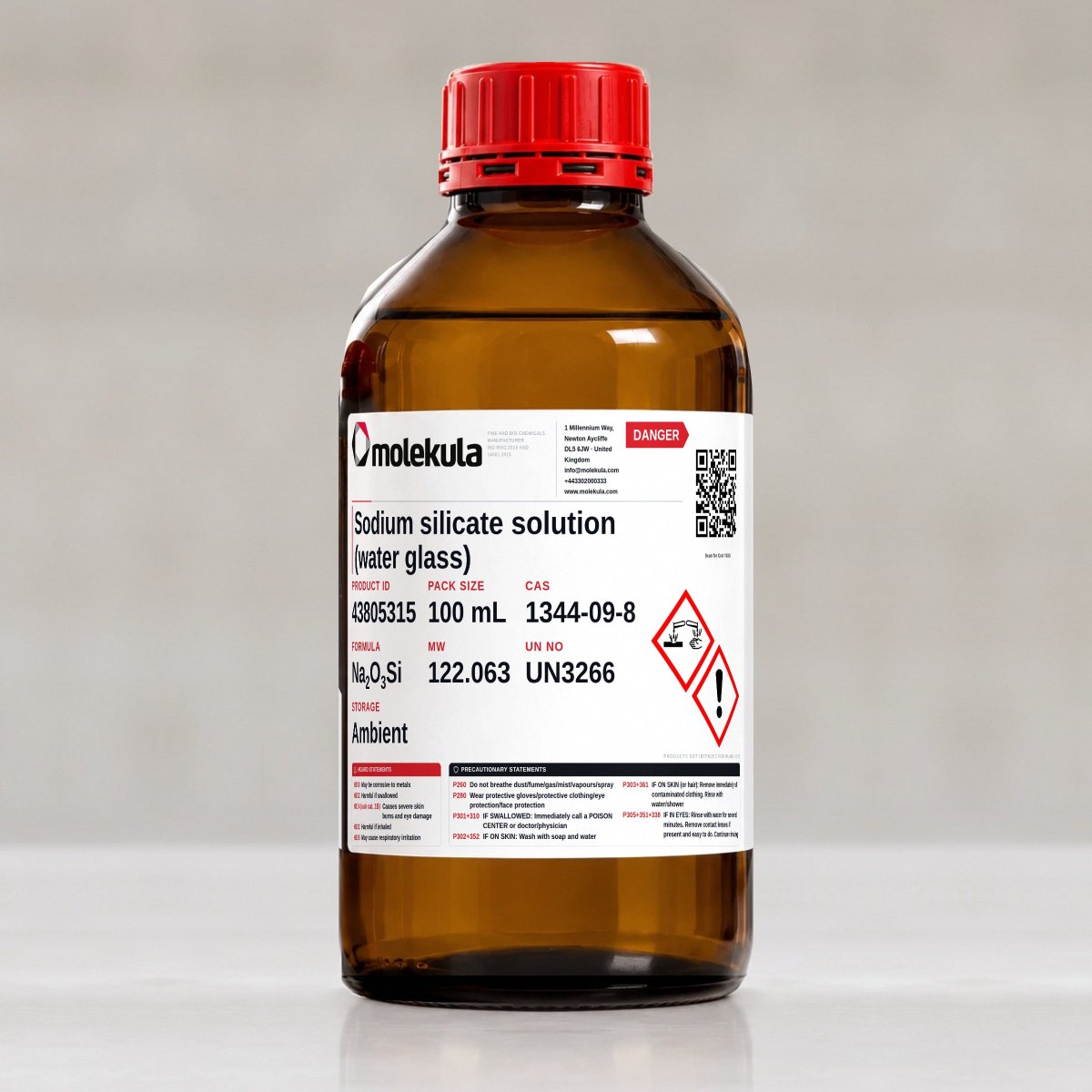 Sodium silicate solution (water glass), 100 mL pack