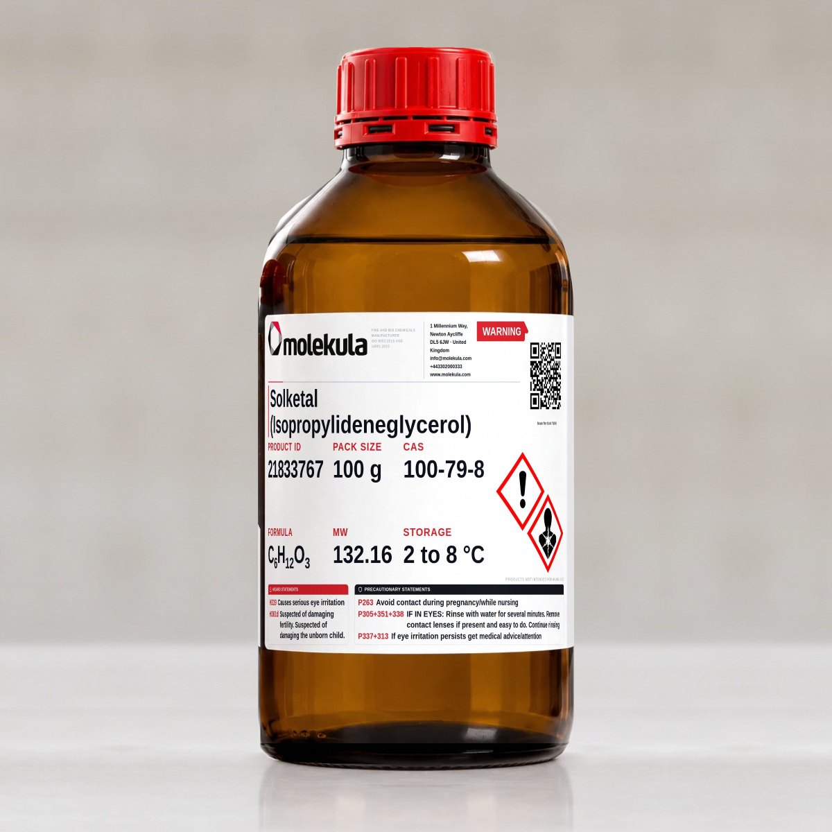 Solketal (Isopropylideneglycerol), 100 g pack