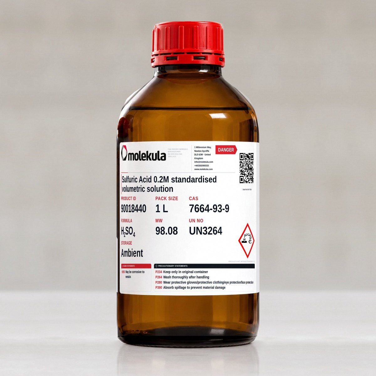 Sulfuric Acid 0.2M standardised volumetric solution, 1 L pack