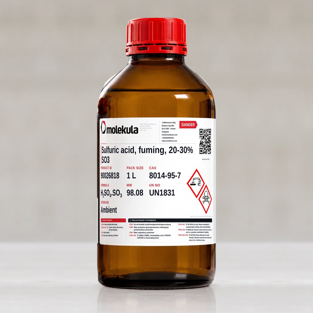 Sulfuric acid, fuming, 20-30% SO3, 1 L pack