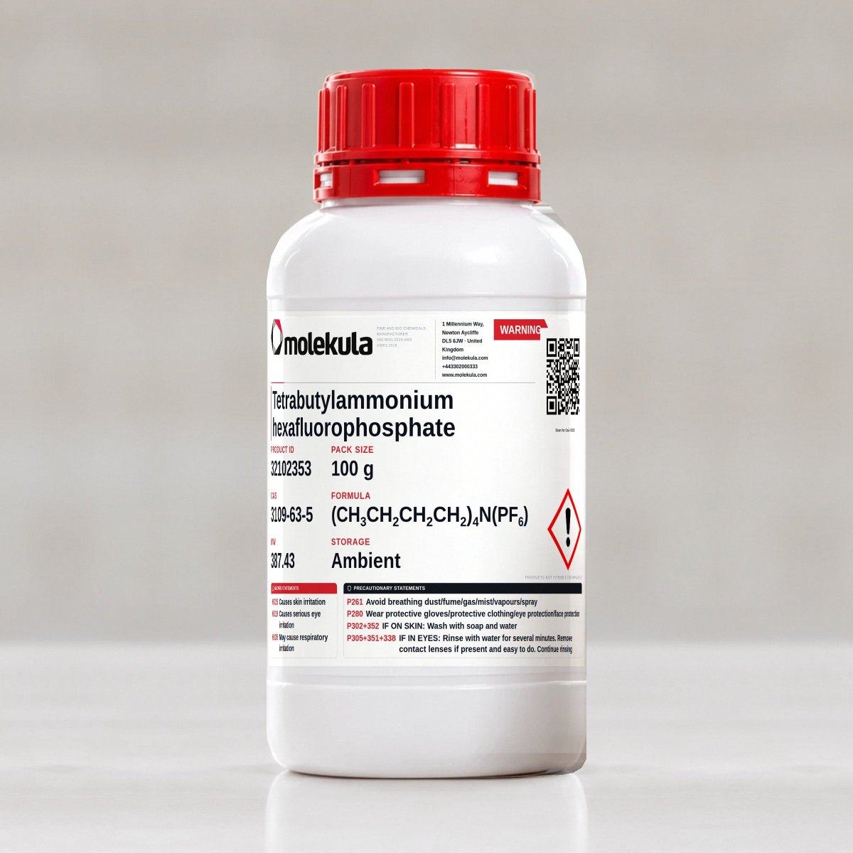 Tetrabutylammonium hexafluorophosphate, 100 g pack