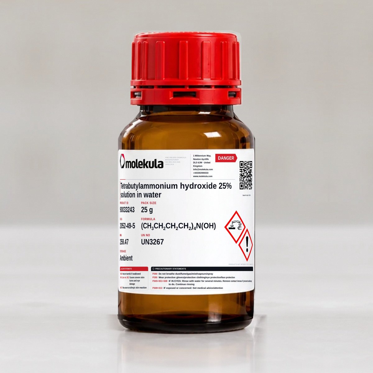 Tetrabutylammonium hydroxide 25% solution in water, 25 g pack