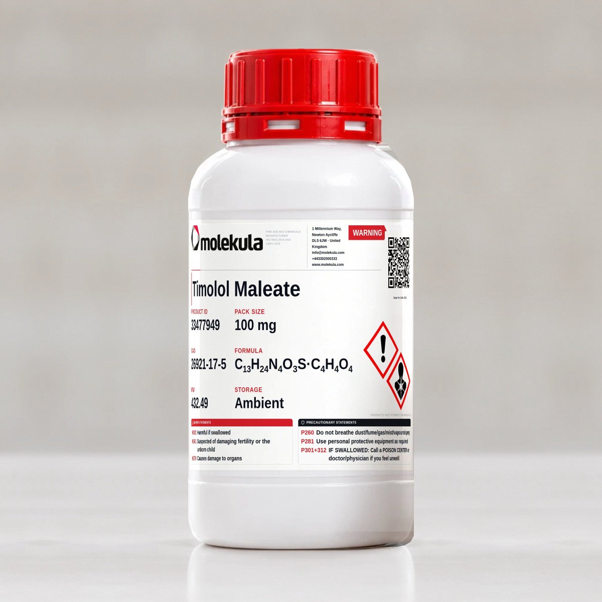 Timolol Maleate, 100 mg pack