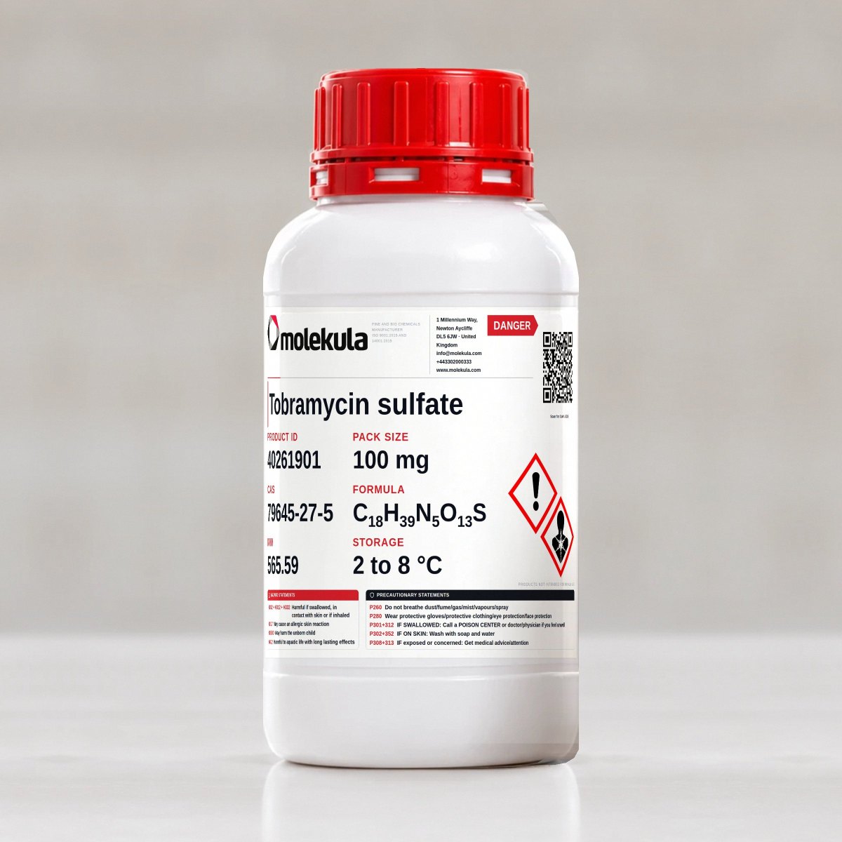 Tobramycin sulfate, 100 mg pack