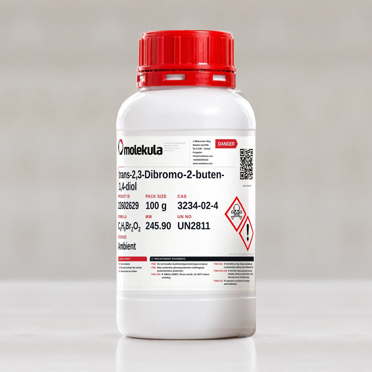 trans-2,3-Dibromo-2-buten-1,4-diol, 100 g pack