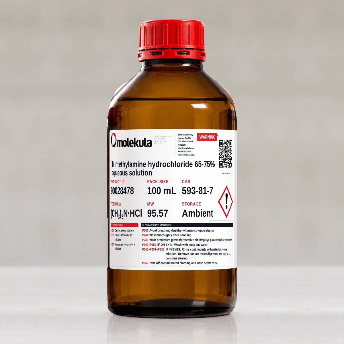 Trimethylamine hydrochloride 65-75% aqueous solution, 100 mL pack